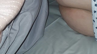 Step son in bed with step mom big ass has strong erection touching her ass