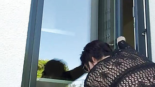 Milf Julie nude window cleaning