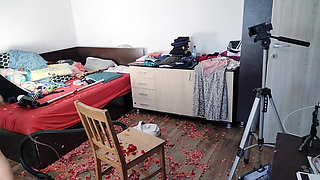 Amateur Wife Having Fun with Roses. Sexy Mom Cleans with the Vacuum Cleaner.