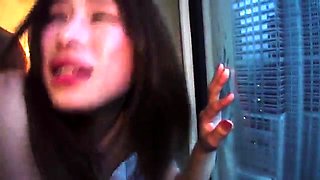 Beautiful Asian girl has two boys sharing her hairy snatch