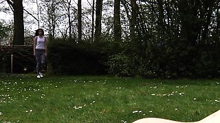 Passionate old and young fuck and oral sex outdoor