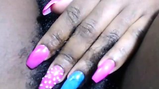 Hairy Black Amateur Close-Up Masturbation Video