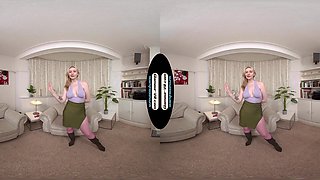 Em Yang Lilac Halter Neck Crop Top With Pink Crotchless Glossy Legwear Treat & Dildo - 8k Vr