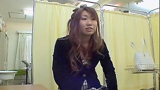 Asian and a big sex toy in medical fetish video