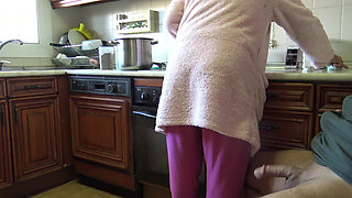 CFNM - Horny MILF Swallows His Cum After Masturbating