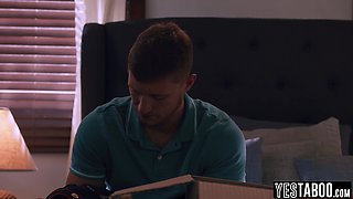 Stepson cheers up sad Asian wife stepmom