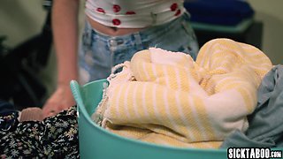 Hot big boobies girl Cubbi Thompson get down here and lick Skye Blue pussy while I doing a laundry