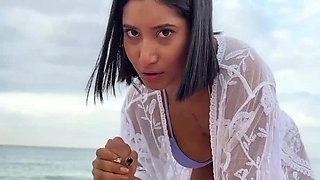 Complete stranger gets to fuck her hole on the beach
