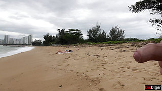 Babe Can I Cum On Your Tits? - Public Cock Flashing On The Beach