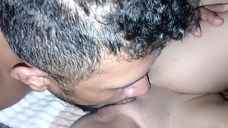 My stepdad caresses my pussy and then puts his big cock inside and cums