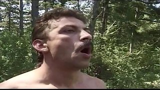 Hairy pussy fucking in the forest on the car