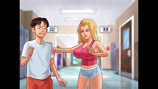 Sexy beach party with hot teens and wild games on the shore