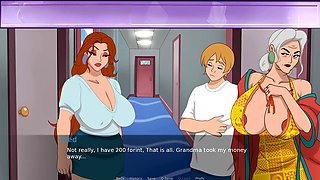 The secret of the building - super sexy granny in cartoon style