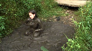 Hot Asian chick outdoor masturbation