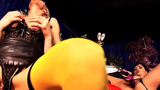 Wild group romp lovemaking with cumshot, mischievous jizz