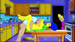 Married Housewife Gets Fucked On The Kitchen Table While Her Husband Stands Quietly Behind The Door And Watches