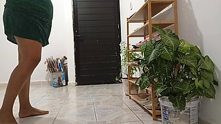 Chubby neighbor cleaning in the new apartment (part 4)