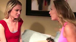 Lesbian teen fucking her blonde best friend with a strapon