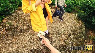 Hunt4k. met a naked stranger with cute breasts in the woods