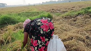 Pee of the Village in Outdoor Field of Paddy Cutting Nomita Boud