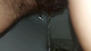 GinnaGg Hairy MILF Pissing Long Pee Close Up Bush Pussy
