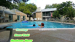 BBW Nurse Vicki Play Time in the Pool with Handsome Harry