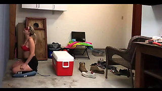 Hot Blonde MILF ScarlettRavenXO Takes Off Condom at Gloryhole for Stranger