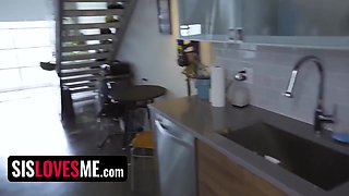 Stepbros Monster Cock Stretches His Hairy Stepsisters Tight Pussy