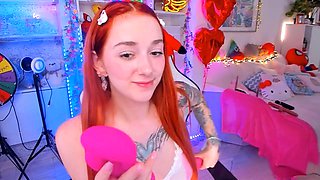Sexy girl, red hair, tattoo