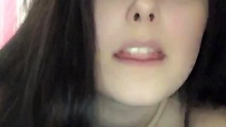 Beautiful teen brunette Jessica Sinn masturbates