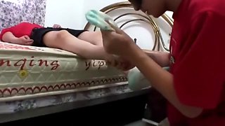 Sleeping asian feet worship
