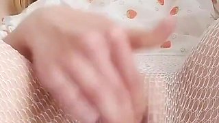 Gentle Masturbation of a Cutie in Sexy White Pantyhose