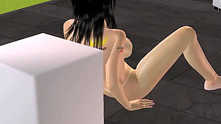 3D Animated Sex Videos Gorgeous Asian Babe Masturbates with a Cucumber at the Gym