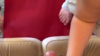 Soft Warm Wet Kisses and Gentle Balls Massage Turns Into CFNM Threesome Greatest Cumshots, Ever in Their Small Hands