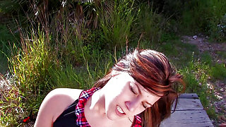 Fresh pussy Lizzy Doll a horny pussy penetrated outdoors