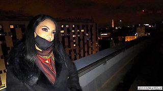 Big ass Uruguayan Katrina Moreno gets fucked wildly in public in front of the Eiffel Tower by 2 strangers!!