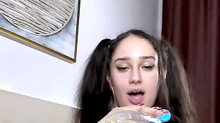 Blonde With Natural Big Boobs Loves Putting A Toy In Her