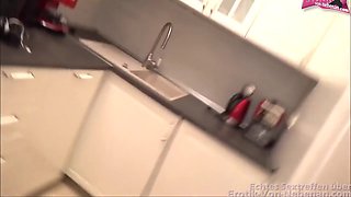 Girlfriend With Glasses Loves Sex In The Kitchen And Swallows Cum