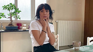 Ersties - Cute French Babe Sasha M Moans Loudly As She Uses a Glass Dildo