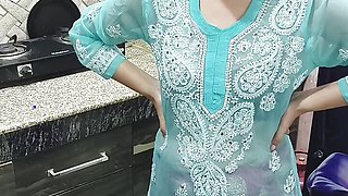 Desi Indian Big Boobs step Mom teaches her StepSon How to fuck  in kitchen Hindi