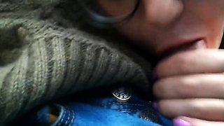 Public train blowjob by a kinky amateur milf