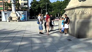 Amateur college teens outdoor oral fun