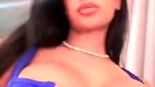 Glamour babe with big boobs masturbates in lingerie