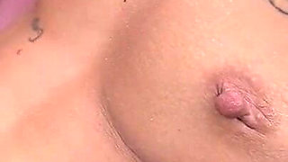 Hot Tattoed Skinny Brunette Fucked on Latex Mat
