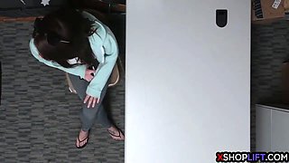 Teen stepsister thieves fucked by a security guards hard cock