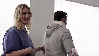 Two BBWs are going after the same hard dick in a public FFM