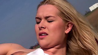 Homemade porn video with hottest blonde babe in stockings