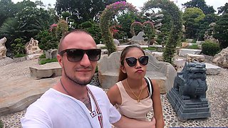 Crocodiles munching and making his amateur Thai GF cum hard