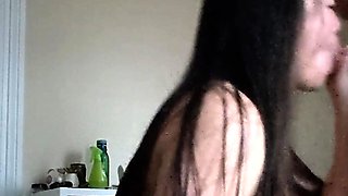Small tit GF gives POV blowjob on my denim
