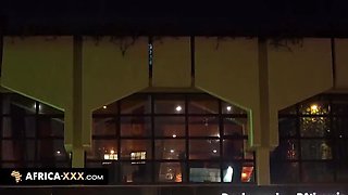 Secret Bathroom Affair with Big Natural Tits Ebony Babe Cumshot